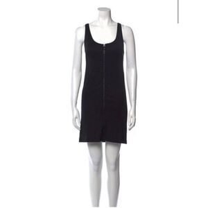 Versace Authentic Solid Black Bodycon Ribbed Tank Mini Dress 42 6 Small